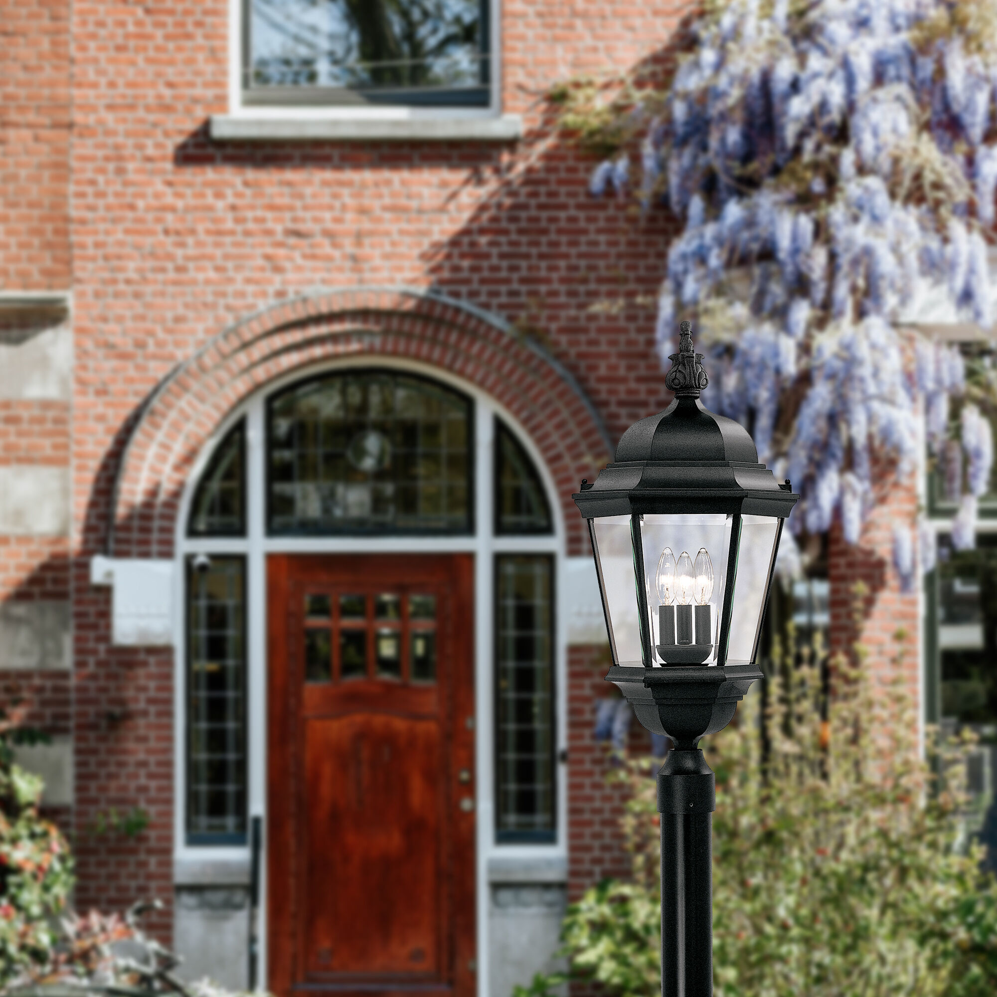 Builder 3 Light 28 inch Black Outdoor Post Lantern